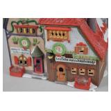Painted Ceramic Village Houses with Snow, 9 inch