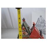 Painted Ceramic Village Houses with Snow, 9 inch