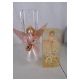 Angel Christmas Ornaments Lot, 2 Pieces: Glass & Porcelain
