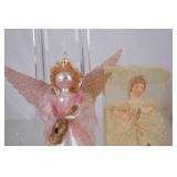 Angel Christmas Ornaments Lot, 2 Pieces: Glass & Porcelain