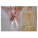 Angel Christmas Ornaments Lot, 2 Pieces: Glass & Porcelain