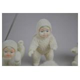 Set of 5 Snow Baby Figurines White Textured Porcelain