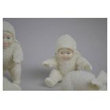 Set of 5 Snow Baby Figurines White Textured Porcelain