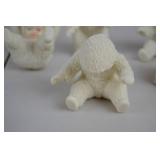 Set of 5 Snow Baby Figurines White Textured Porcelain