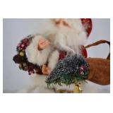 Christmas Santa and Polar Bear Plush Decor Figurine, 13 in.