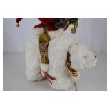 Christmas Santa and Polar Bear Plush Decor Figurine, 13 in.