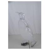 Glass Penguin Figurine with Skates, 14 inch Tall
