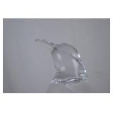 Glass Penguin Figurine with Skates, 14 inch Tall