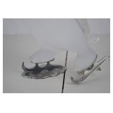 Glass Penguin Figurine with Skates, 14 inch Tall