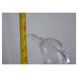 Glass Penguin Figurine with Skates, 14 inch Tall