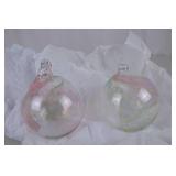 Set of 2 Hand-Blown Glass Christmas Ornaments, Swirl Design