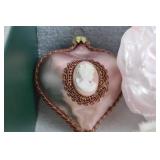 Vintage Romantic Pink and Ivory Christmas Ornaments Lot