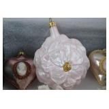 Vintage Romantic Pink and Ivory Christmas Ornaments Lot