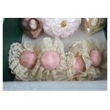 Vintage Romantic Pink and Ivory Christmas Ornaments Lot
