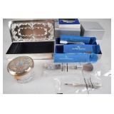 Wallace Sterling Vanity Set and Anna Hutte Crystal Jar