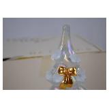 Fenton Handmade Iridescent Glass Christmas Tree with Gold Bow, 6.5 Inches