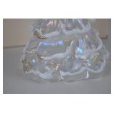Fenton Handmade Iridescent Glass Christmas Tree with Gold Bow, 6.5 Inches