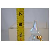 Fenton Handmade Iridescent Glass Christmas Tree with Gold Bow, 6.5 Inches