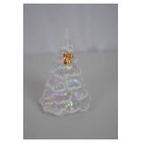 Fenton Handmade Iridescent Glass Christmas Tree with Gold Bow, 5 Inches