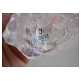 Fenton Handmade Iridescent Glass Christmas Tree with Gold Bow, 5 Inches