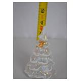 Fenton Handmade Iridescent Glass Christmas Tree with Gold Bow, 5 Inches