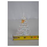 Fenton Handmade Iridescent Glass Christmas Tree with Gold Bow, 5 Inches