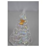 Fenton Handmade Iridescent Glass Christmas Tree with Gold Bow, 5 Inches