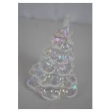 Fenton Handmade Iridescent Glass Christmas Tree with Gold Bow, 5 Inches