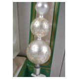 3 Kurt Adler Traditional Glass Christmas Tree Toppers, Gold Scroll 13"