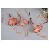 Assorted Holiday and Floral Decor: Faux Flowers, Beaded Strings, Bows