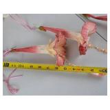 Assorted Holiday and Floral Decor: Faux Flowers, Beaded Strings, Bows