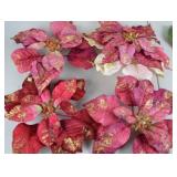 Assorted Holiday and Floral Decor: Faux Flowers, Beaded Strings, Bows