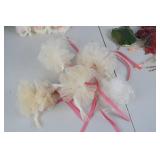 Assorted Holiday and Floral Decor: Faux Flowers, Beaded Strings, Bows