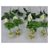 Assorted Holiday and Floral Decor: Faux Flowers, Beaded Strings, Bows