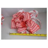 Assorted Red and White Wired Ribbon Spools and Handmade Bows