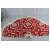 Red and White Patchwork Christmas Tree Skirt