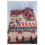 Woven Christmas Throw Blanket with Santa, Stockings, and Reindeer