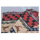 Woven Christmas Throw Blanket with Santa, Stockings, and Reindeer
