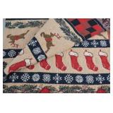 Woven Christmas Throw Blanket with Santa, Stockings, and Reindeer