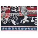 Penguin and Snowflake Woven Throw Blanket with Fringe