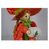 Vintage Christmas Caroler Decor Figures (2), Red & Green Outfits