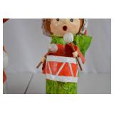 Vintage Christmas Caroler Decor Figures (2), Red & Green Outfits