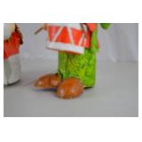 Vintage Christmas Caroler Decor Figures (2), Red & Green Outfits