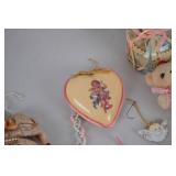 Vintage Doll Ornaments, Miniature Bear Ornaments, Angel Decor Lot