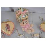 Vintage Doll Ornaments, Miniature Bear Ornaments, Angel Decor Lot