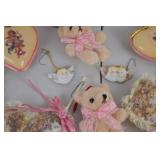 Vintage Doll Ornaments, Miniature Bear Ornaments, Angel Decor Lot