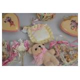 Vintage Doll Ornaments, Miniature Bear Ornaments, Angel Decor Lot