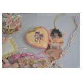 Vintage Doll Ornaments, Miniature Bear Ornaments, Angel Decor Lot