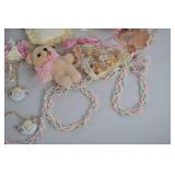 Vintage Doll Ornaments, Miniature Bear Ornaments, Angel Decor Lot