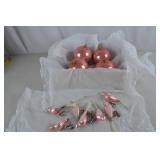 Pink Christmas Ornaments and Glitter Bird Clip Decorations Lot